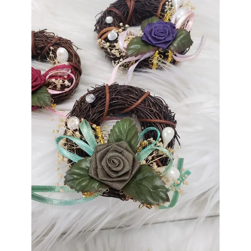 Vintage‎ 3 Christmas Wreath Magnets Decor Retro 80s 90s grandma cottagecore chic